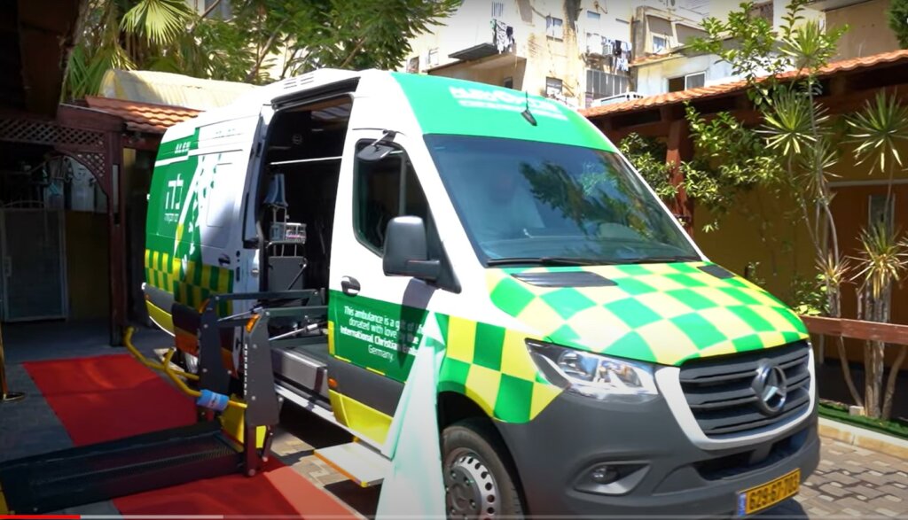 The ICEJ-donated ambulance for the disabled.